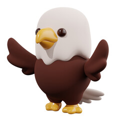 Cartoon eagle isolated on white background. Cute illustration. 3d rendering      