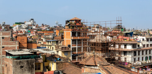 Fototapeta na wymiar Patan Kathmandu Nepal view of roofs