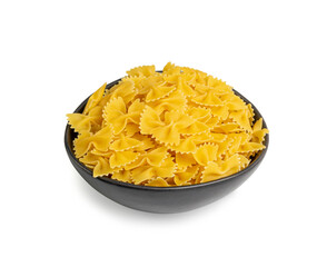Raw Farfalle Pasta Isolated, Yellow Dry Noodles, Wheat Bow Macaroni, Uncooked Farfalle