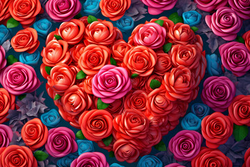 Arrange the hearts in the shape of roses - AI created