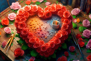 Arrange the hearts in the shape of roses - AI created