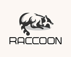 sleeping raccoon logo icon symbol design template illustration inspiration