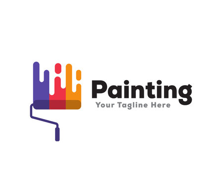 simple coloring paint icon symbol logo design template illustration inspiration