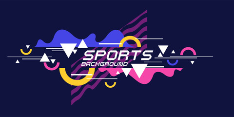 Abstract background in a modern trendy style. Poster with simple flat different geometric shapes.