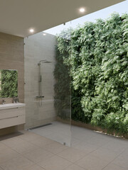 Modern bathroom with vertical garden - 602930757