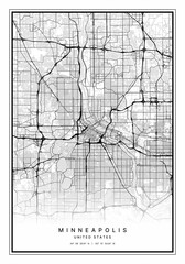 Minneapolis Map Wall Art | Minneapolis United States Map Art, Map Wall Art, Digital Map Art