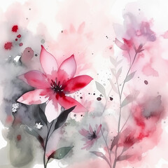 Enchanting Watercolor Blossoms Abstract Art Background Featuring Vibrant Pink Flowers in the Delicate Style of Paints Design Created by Generative AI
