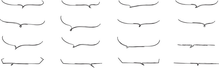 かわいい手書きの下線ふきだしセット　黒　白黒 Hand Drawn Speech Bubble Images black