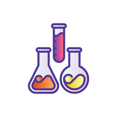 Laboratory symbol: test tubes in different shapes. Thin line icon. Modern vector illustration for lab research.