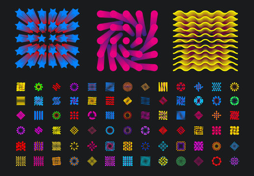 Set of Abstract Geometric Shapes of Blends