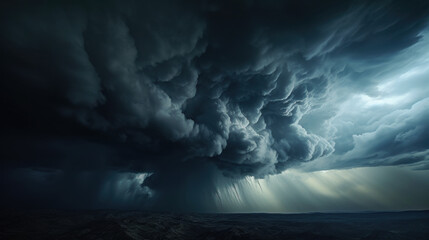 Apocalyptic Skies: The Ominous Storm Unleashed. Generative AI - obrazy, fototapety, plakaty