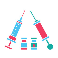 syringe, icon, color, vector, illustration, design, template, flat, style