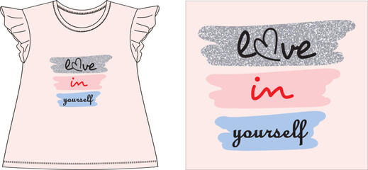 LOVE IN YOURSELF WRITTING FONT t shirt graphic design vector illustration digital file