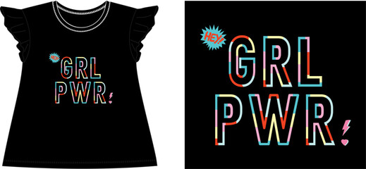 GRL POWER t shirt graphic design vector illustration digital file