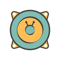 speaker, icon, color, vector, illustration, design, template, flat, style