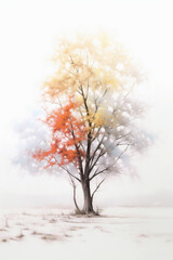 Fototapeta premium Colourfull Tree illustration. Mystical Trees. Generative AI
