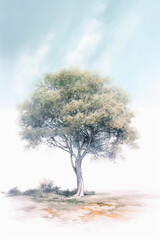 Colourfull Tree illustration. Mystical Trees. Generative AI