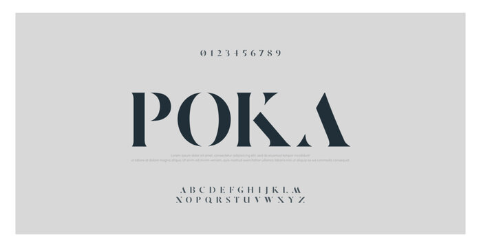 Elegant classic alphabet letters font and number