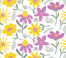 floral seamless pattern with cute flower.