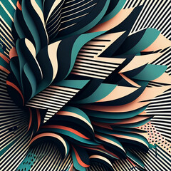 Fototapeta na wymiar Abstract line pattern illustration graphic use for template background. Generative AI.