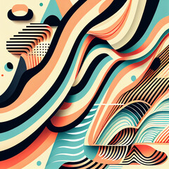Abstract line pattern illustration graphic use for template background. Generative AI.