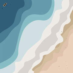 Fototapeta na wymiar Little Ship In Big Ocean Water Beach Sand Pattern Abstract Background Vector Design