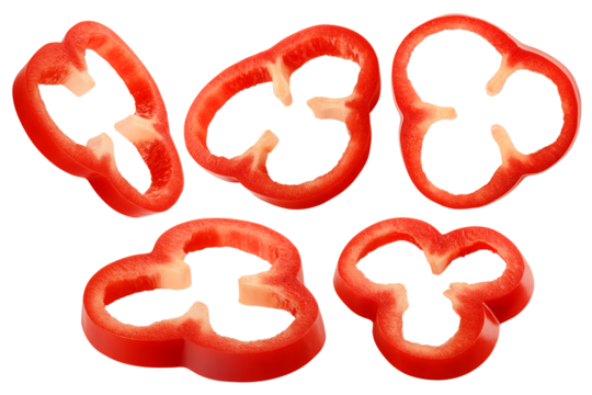 sweet pepper slice, paprika, isolated on white background, full depth of field