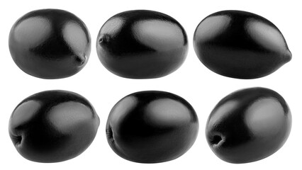 black Olives isolated on white background, full depth of field