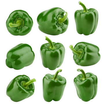 sweet green pepper, paprika, isolated on white background, full depth of field