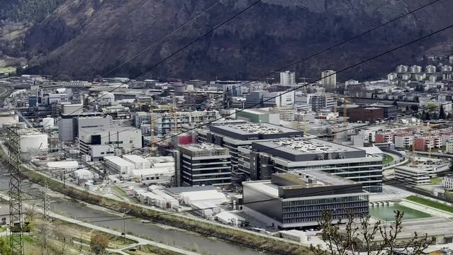 The LONZA in the canton of Valais in Switzerland. Large chemical company in the city of VISP. Industrial zone