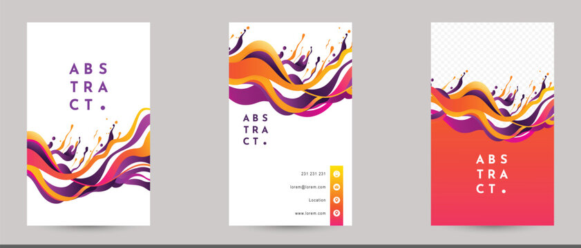 abstract colorful wavy fluid paint ink splash  line business card brochure flyer cover template for creative agency. vector illustration drawing