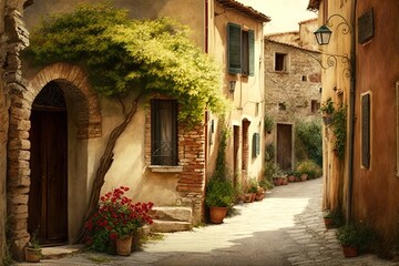 Fototapeta na wymiar Traditional italian small village, old town street