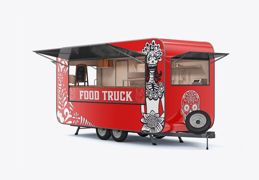 Classic Trailer Food Truck Mockup