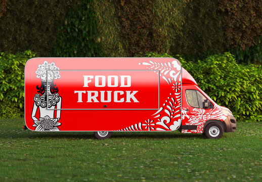 Food Truck Caravan Mockup
