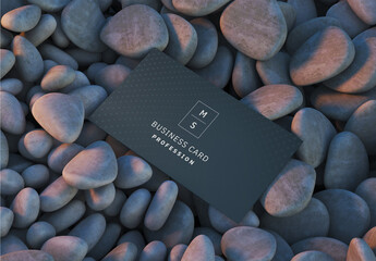 Horizontal Business Card with Stones Mockup