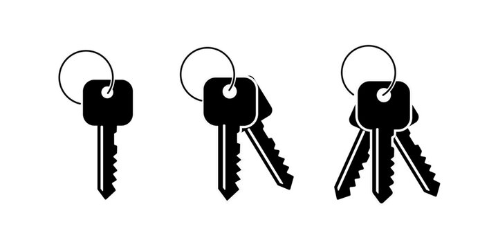 set of keys. stencil. third variant. Lock or unlock sign.