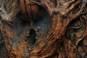 A close up of a rustic stalactite dark tree bark Generative AI 