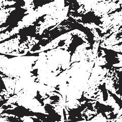 Seamless texture with paint spots on the surface. Abstract pattern of spots, imprints of white paint on a black background. Repeating black and white texture in grunge style. Vector illustration.