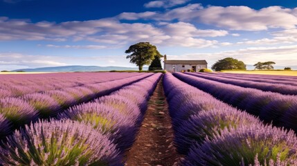 Fototapeta na wymiar Stunning landscape with lavender field. Generative AI.