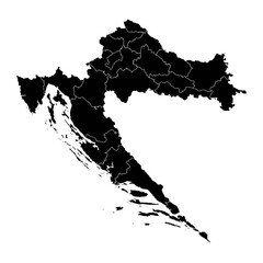 Croatia map with counties. Vector illustration.