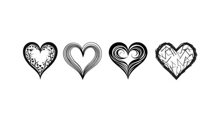 black and white hearts