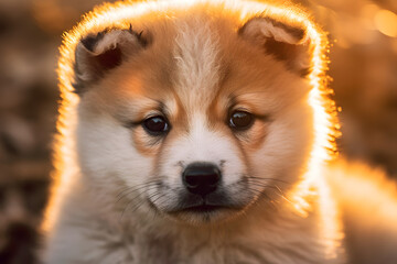Captivating Close-Up of Japan Akita Inu Puppy