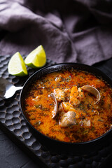 Tom yum soup with seafood