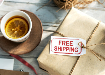 Free Shipping Delivery Service Sign Concept