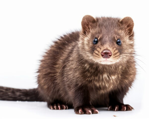 photo of mink (mammal) isolated on white background. Generative AI