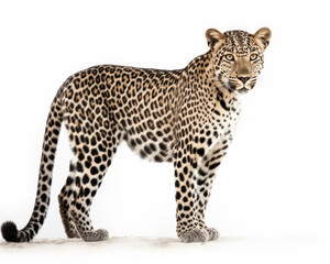 photo of leopard isolated on white background. Generative AI