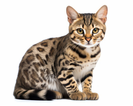 photo of leopard cat isolated on white background. Generative AI