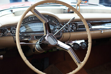Old car cockpit