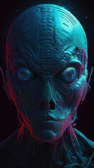 Extraterrestrial alien face. Generative AI