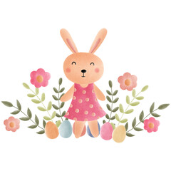 Rabbit Watercolor Design Decorative Elements